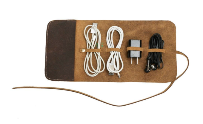 organiseur de câbles en cuir