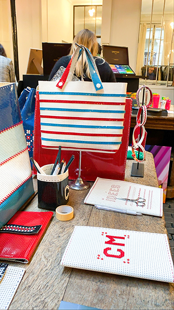 2e édition diy festival sac et vinyle laqué perforé rouge bland et bleu