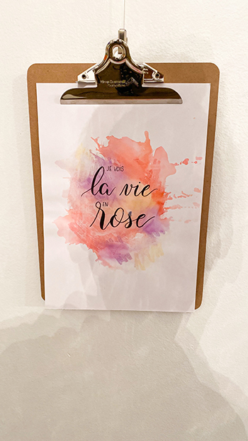 2e édition diy festival cadre La vie en rose en lettering et aquarelle